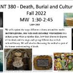 ANT 380: Death, Burial and Culture